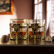 Набор из двух бокалов для виски Россия   в деревянной шкатулке